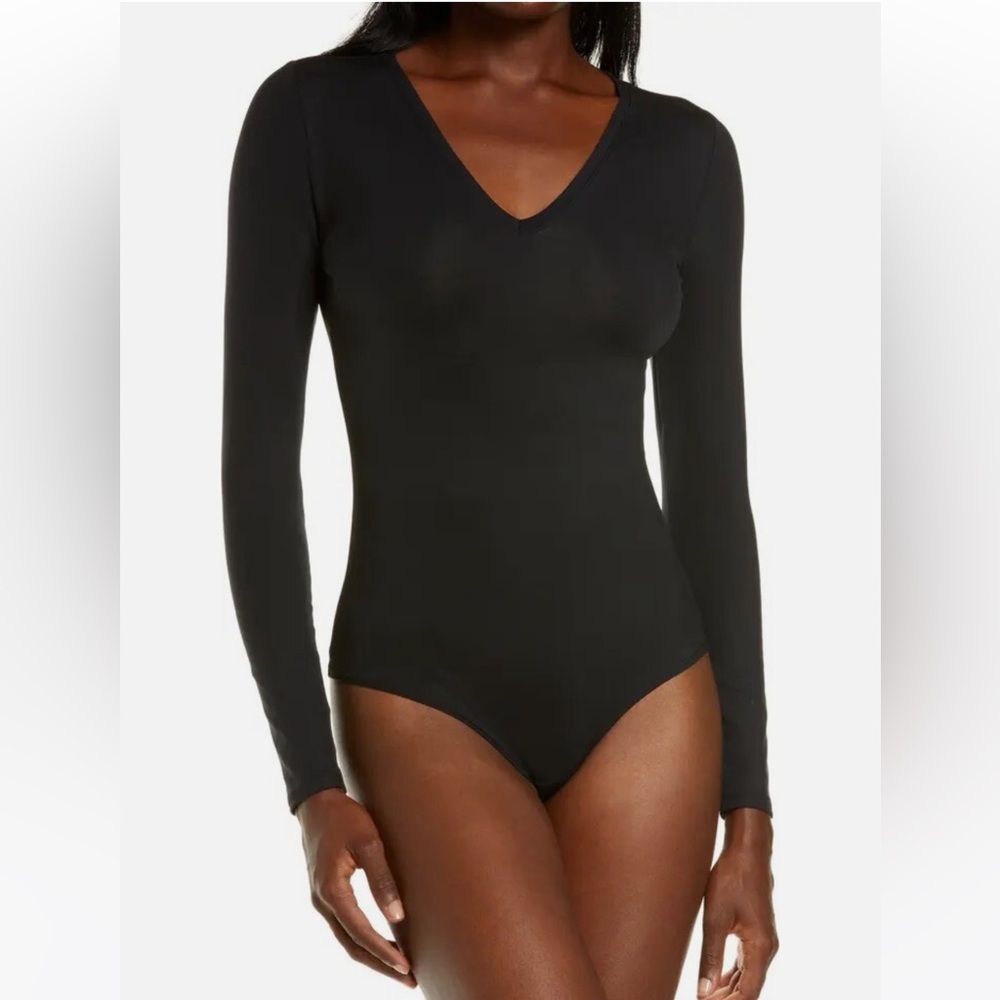 NWOT SPANX Suit Yourself Black Long Sleeve Light Compression Bodysuit